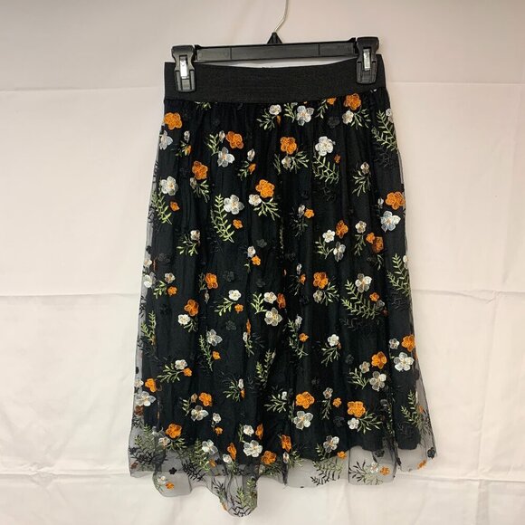 luna Dresses & Skirts - Luna Skirt Embroidered Sheer Whimsigoth Fairy Bohemian Floral Flowy Feminine